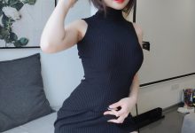 Coser小姐姐白银81黑色包臀裙-美图岛
