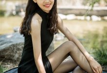 SIW斯文传媒 007 黑色高领无袖修身绸面连身衣裙 - 蓉儿 [61P-163M]-美图岛