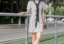 SIW斯文传媒 014 法式黑白方格翻领小清新裙 - 丽莉 [58P-121M]-美图岛