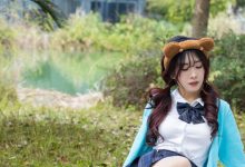 丝恋摄影 NO.014 小梦-蓝色开衫 jk短裙 肉色丝袜 白色帆布鞋[203P+1V／3.78GB]-美图岛