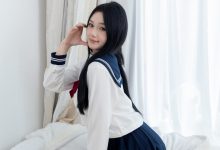 物恋传媒 No.2817 橙子-板鞋、珊瑚绒袜、白粉短棉袜、jk制服-美图岛